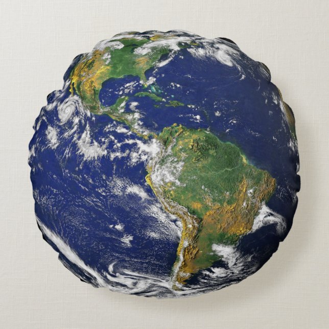 EARTH FROM SPACE Custom Round Throw Pillow (Front)
