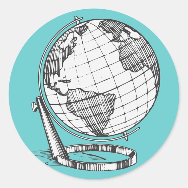 Earth Globe Classic Round Sticker (Front)