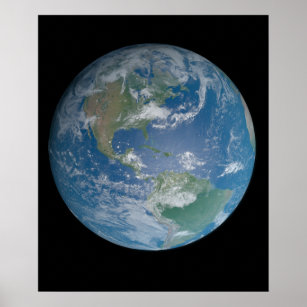 Earth globe with photo taken from space poster