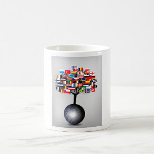 Earth Globe With Tree Flags Mug