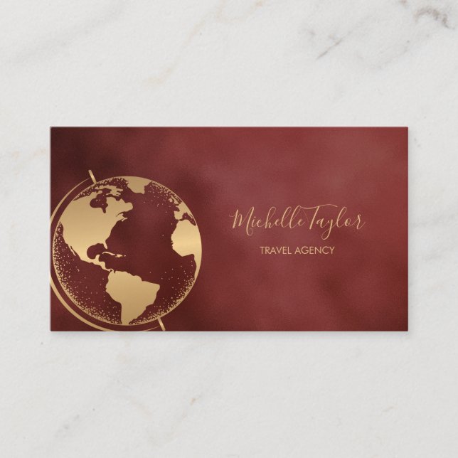 Earth Globe Word Map Travel Agency Agent QR code   Business Card (Front)