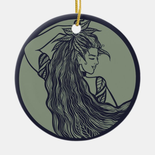 Earth Goddess Green Witch Pagan Druid Witches      Ceramic Tree Decoration (Front)