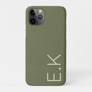 Earth Green Minimal Personalised Initial Monogram Case-Mate iPhone Case