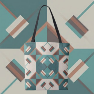Earth Grid Teal and Brown Tote Bag