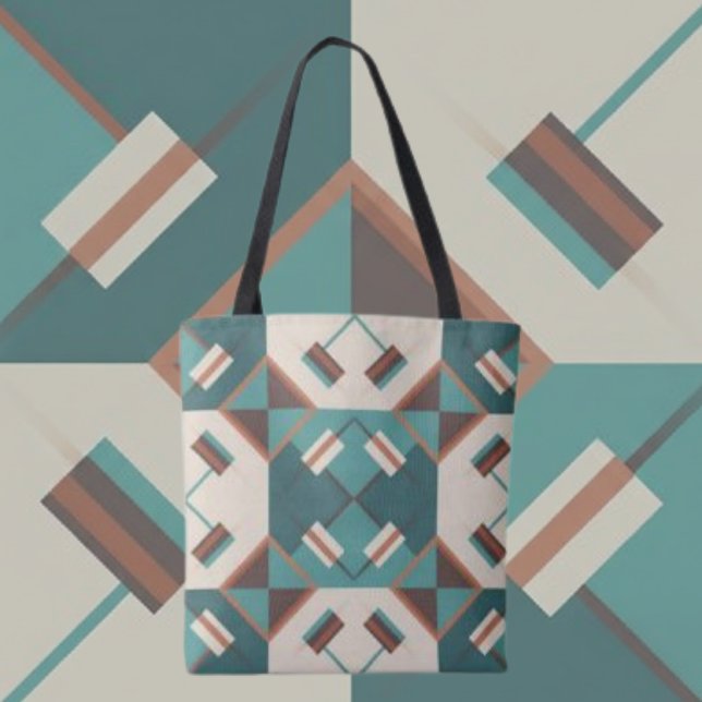 Earth Grid Teal and Brown Tote Bag (Creator Uploaded)