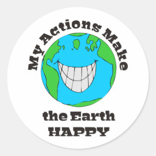 Earth Happy Classic Round Sticker