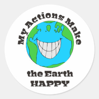 Earth Happy Classic Round Sticker