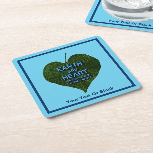 Earth - Heart Anagram Square Paper Coaster (Angled)
