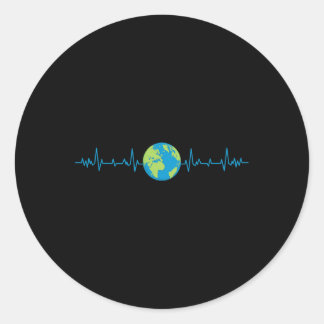 Earth Heartbeat Funny Earth’s Day Save Our Planet  Classic Round Sticker
