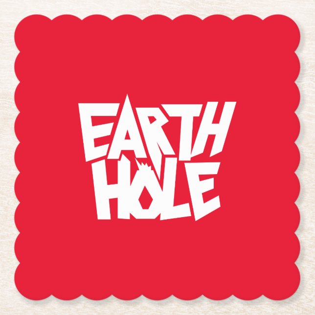 Earth Hole paper coaster Red (Front)
