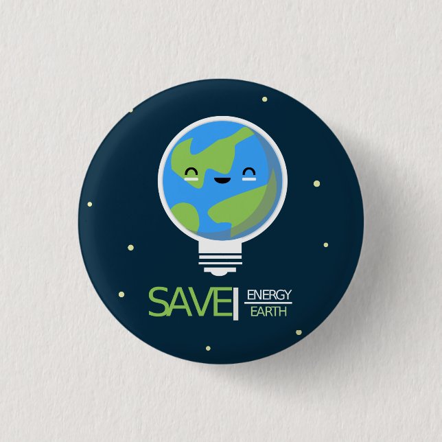 Earth Hour Save Energy Lightbulb 3 Cm Round Badge (Front)