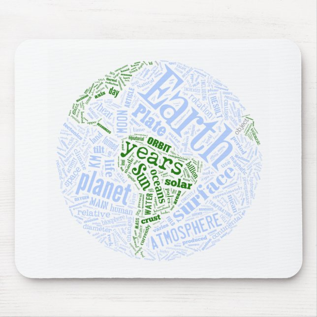 Earth in Tagxedo Mouse Pad (Front)