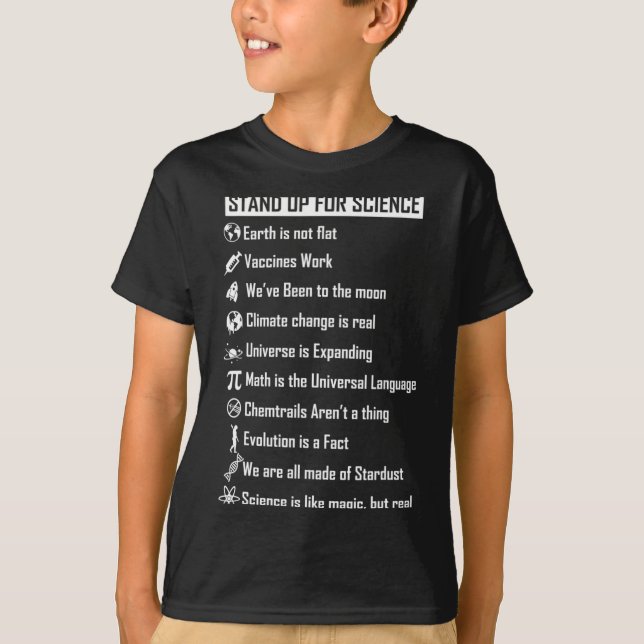 Earth Is Not Flat Vaccines Work Funny Science Gift T-Shirt (Front)