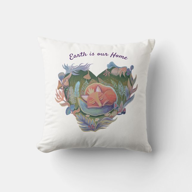 Earth is our home fox  cushion (Front)