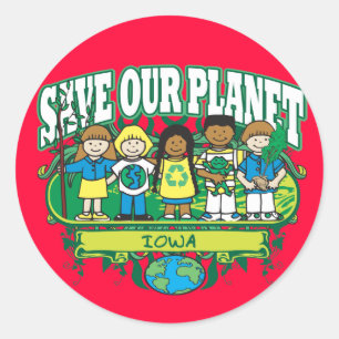 Earth Kids Iowa Classic Round Sticker