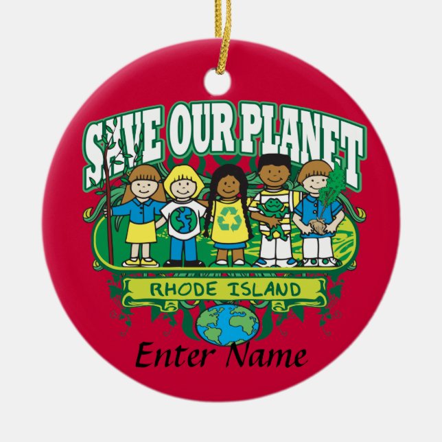 Earth Kids Rhode Island Ceramic Tree Decoration (Front)
