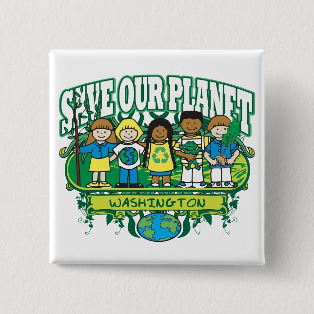 Earth Kids Washington 15 Cm Square Badge (Front)