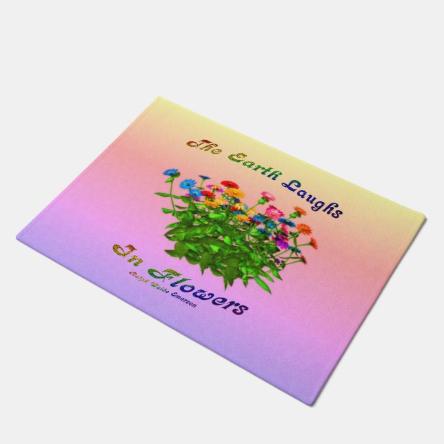 Earth Laughs In Flowers Inspirational Quote       Doormat (Angled)