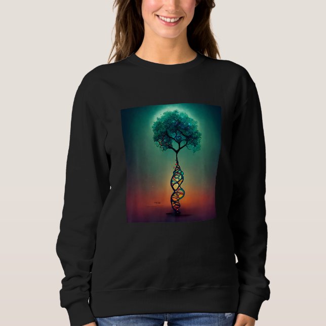 Earth Life Genetics Biologist Science DNA Tree Pre Sweatshirt (Front)