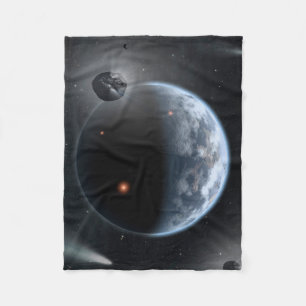 Earth-Like Planet With Oceans Coating Its Surface. Fleece Blanket