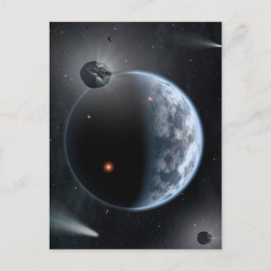 Earth-Like Planet With Oceans Coating Its Surface. Postcard