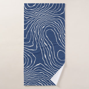 Earth Line Topographic Organic Print. Bath Towel