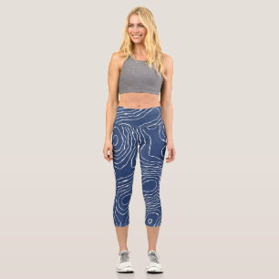 Earth Line Topographic Organic Print. Capri Leggings