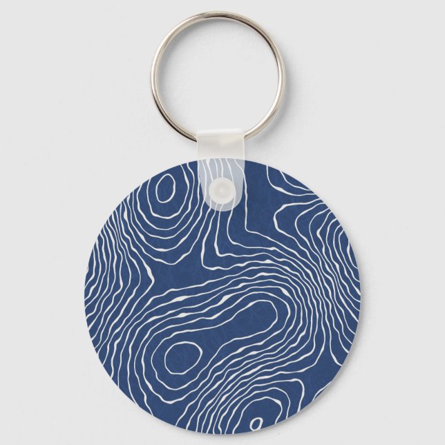 Earth Line Topographic Organic Print. Key Ring (Front)