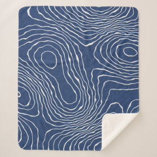 Earth Line Topographic Organic Print. Sherpa Blanket