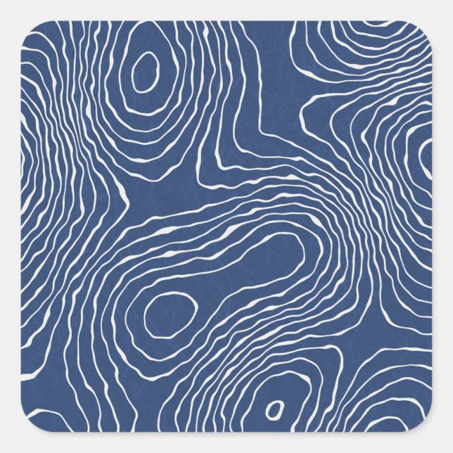Earth Line Topographic Organic Print. Square Sticker (Front)