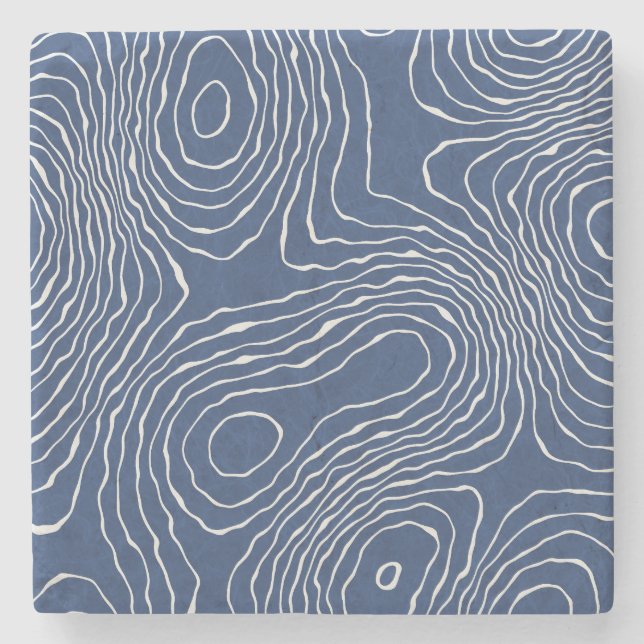Earth Line Topographic Organic Print. Stone Coaster (Front)