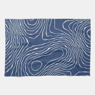 Earth Line Topographic Organic Print. Tea Towel