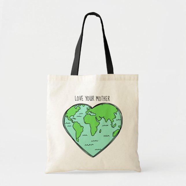 Earth Love custom text tote bags (Front)