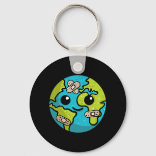 Earth Lover Day Illustration Gift Glol Warming Env Key Ring