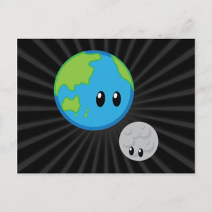 Earth Loves Moon Cute Postcard