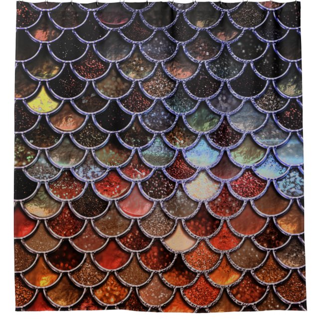 Earth Luxury Glitter Mermaid Scales Shower Curtain (Front)