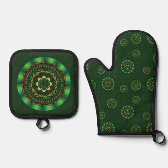 Earth Mandala Oven Mitt & Pot Holder Set (Front)