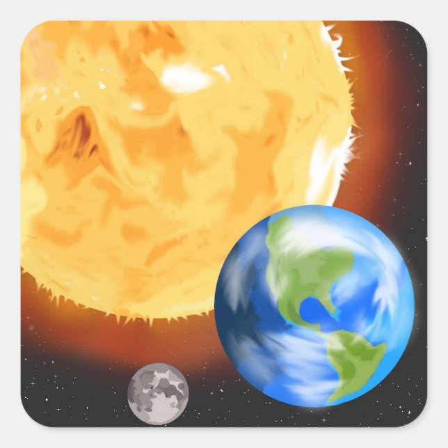 Earth, Moon, and Sun Sticker (Front)