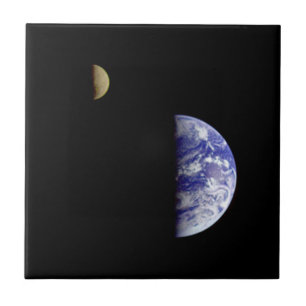 Earth & Moon From Space Tile