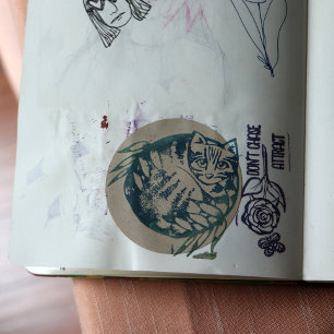 Earth Nature Tiger Stripe Tabby Cat Art Rubber Stamp