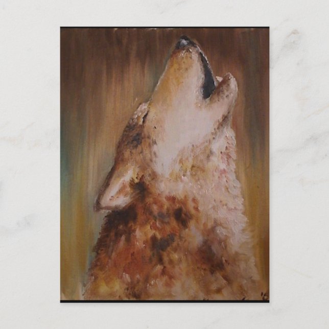 Earth oil colour wolf postcard (Front)