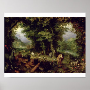 Earth or The Earthly Paradise, 1607-08 (oil on cop Poster