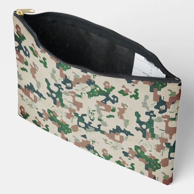 Earth Pixel Woodland  Accessory Pouch (Open)