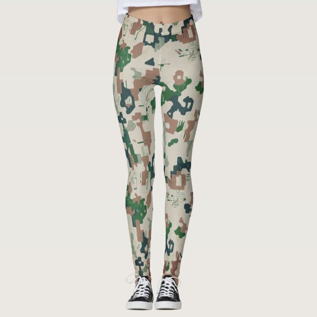 Earth Pixel Woodland  Leggings (Front)