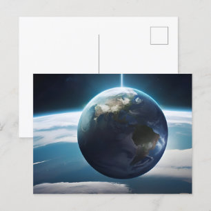 Earth planet from the space postcard
