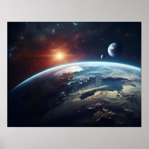 Earth planet from the space poster