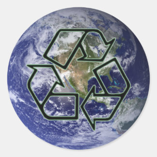 Earth Recycle Classic Round Sticker