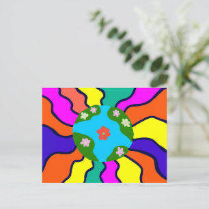 Earth Retro Vibes Art Postcard