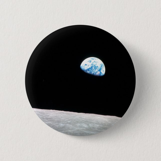 Earth rise 6 cm round badge (Front)