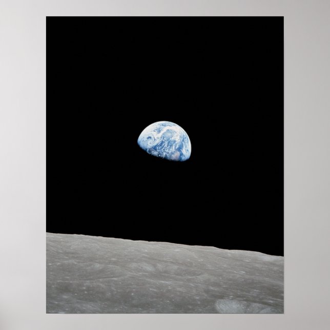 Earth rising above Moon as viewed from Apollo 8 Poster (Front)